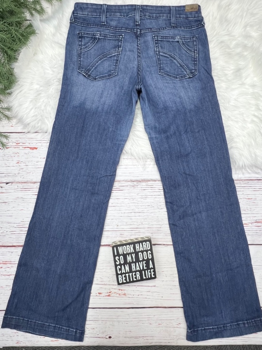 🚫👖🤠ARIAT • Trouser Jeans 32x33 Medium Wash Wide Leg Western Stretch Denim - Picture 2 of 8